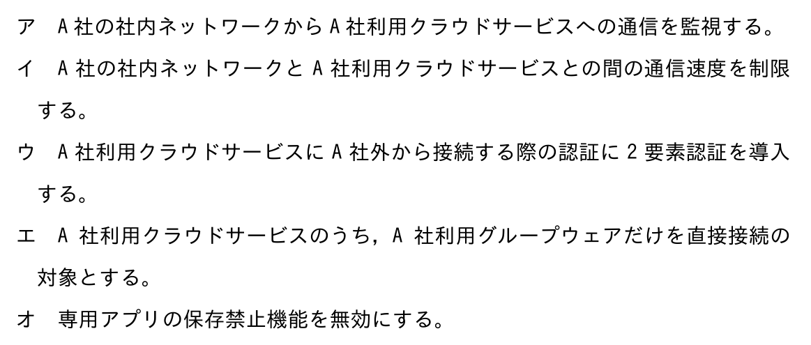 基本情報技術者 2024年度(令和6年度)公開問題 科目B 問6の選択肢の図